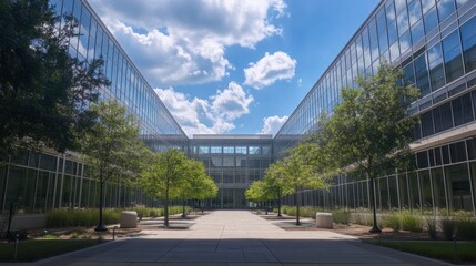 The National Institutes of Health campus with research facilities and landscaped courtyards