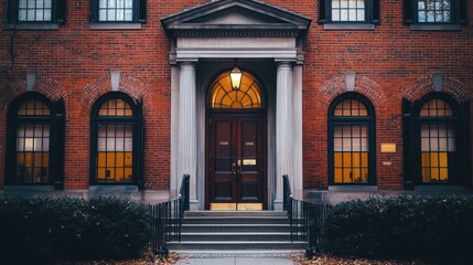 A historical government building in Boston with brick exteriors and colonial-style windows