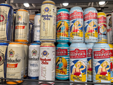 Craft beers displayed in a vibrant store selection inviting exploration