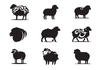 Sheep silhouette Vector Set
