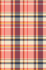 Vibrant coral, cream, and burgundy plaid pattern.  Perfect for textile designs, website backgrounds, or crafting projects.