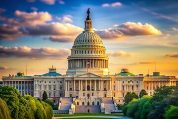 Obraz premium US Capitol Building, Washington DC, American Landmark, High-Resolution Stock Photo