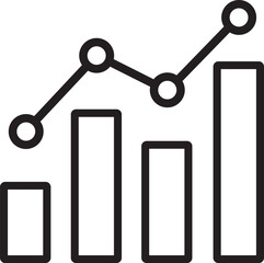 Bar and Line Chart Icon - Black and White Line Art