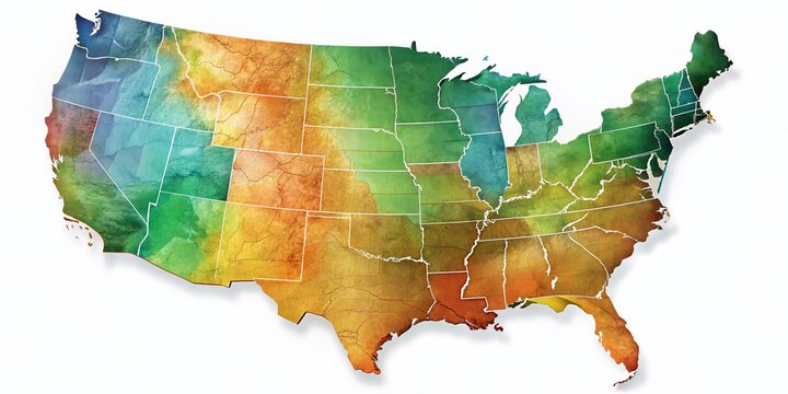 USA States Map: Detailed Geographic Overview with Ample Copy Space