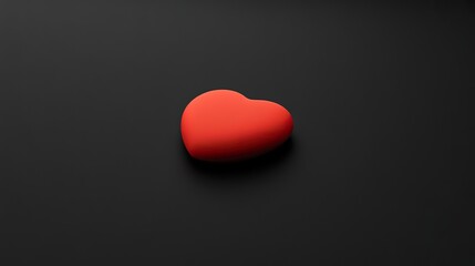 Red Heart Symbol on Black Background, Minimalist Design Representing Love and Simplicity
