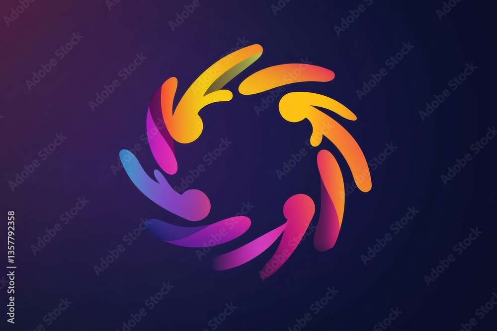 Leinwandbilder human figures united in circular symbol reflecting diversity and collaboration with modern gradient 