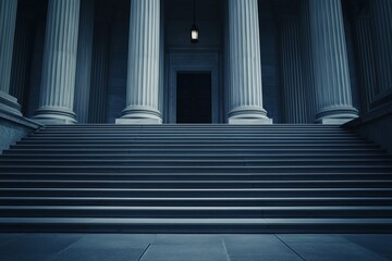Obraz premium steps of a staircase leading to a building with white building columns