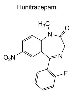 Chemical structure of flunitrazepam, drug substance