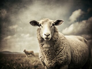 Vintage Black and White Sheep Clipart - Rustic Farm Animal Photography