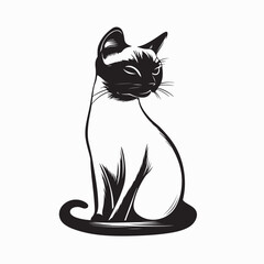 Siamese Cat Image vector.  Simple Siamese cat image Illustration.