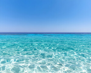 Obraz premium Clear turquoise ocean water under a vibrant blue sky