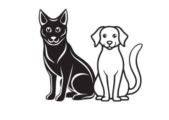 Obraz premium Dog and cat silhouette