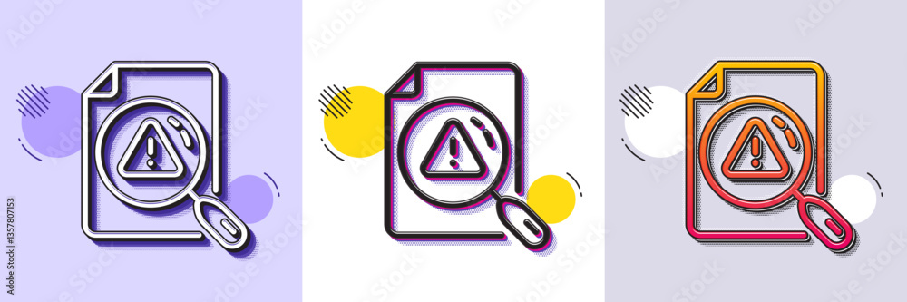 Poster search document line icon. halftone dotted pattern. gradient icon with grain shadow. help book sign.