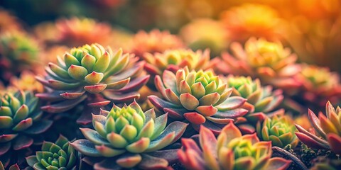 Vintage Style Sedum Xenox Stonecrop Succulent Closeup Photography