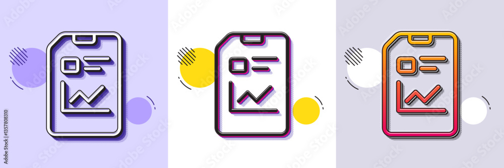 Poster report document line icon. halftone dotted pattern. gradient icon with grain shadow. analysis and st