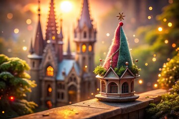 Fototapeta premium Whimsical Elf Hat Clip Art: Architectural Photography