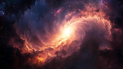 Fototapeta premium Nebula swirling with vibrant colors in deep space at the edge of the universe