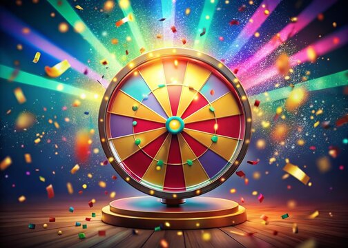 Winning a Free Prize: Colorful Wheel of Fortune Concept