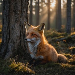 Fototapeta premium red fox in the forest