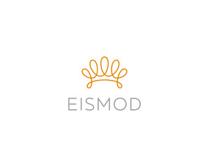 Elegant crown logo design. Premium boutique hotel spa logotype. Sofa cushioned furniture symbol. Queen sign.  illustration. © iamguru