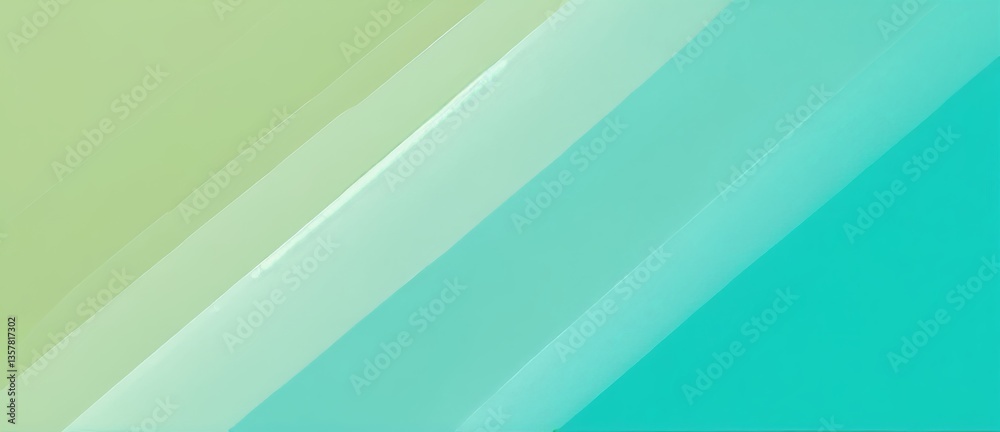 Poster abstract composition of soft green and blue hues creating a serene visual experience with smooth gra
