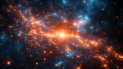 Naklejka premium Cosmic formation with vibrant colors and swirling patterns in the universe