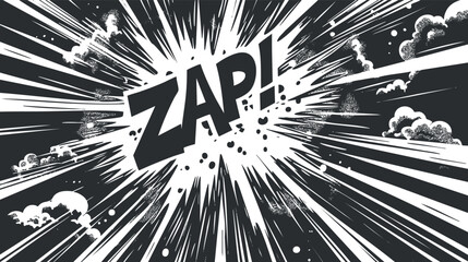 Black and white comic-style explosion with 'ZAP!' text in the center.