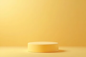 Empty yellow cylinder podium on yellow background