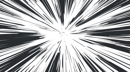 Abstract graphic illustration of dynamic energy burst with black and white rays.