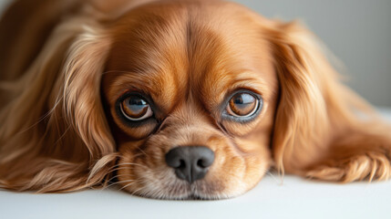 Close-up of a cavalier king charles spaniel with expressive eyes
