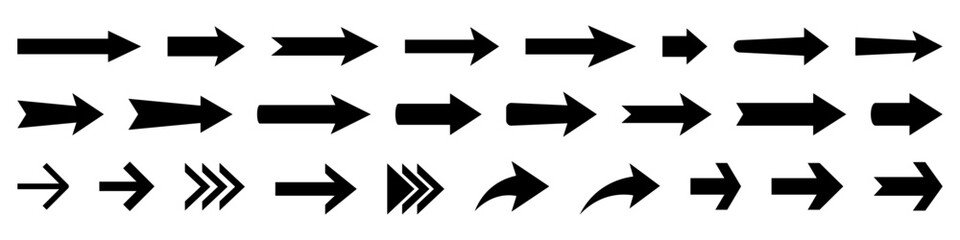 Arrow icon. Black arrow icons set. Collection of pointers.