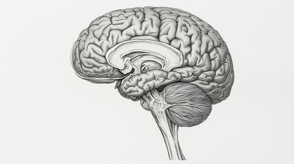 anatomical illustration of human brain structures and complex design