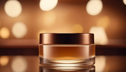 Brown glass jar for face cream. 