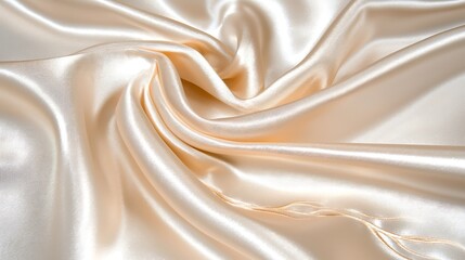 Obraz premium Soft Satin Fabric Texture with Elegant Cream Color and Gentle Draping in Natural Light