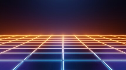 Futuristic Abstract Background with Neon Grid and Dark Gradient for Design and Technology Concepts