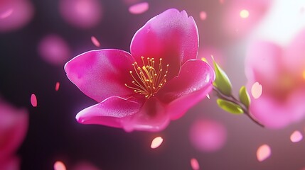 Beautiful close-up of pink flower with delicate petals and soft lighting in a dreamy background