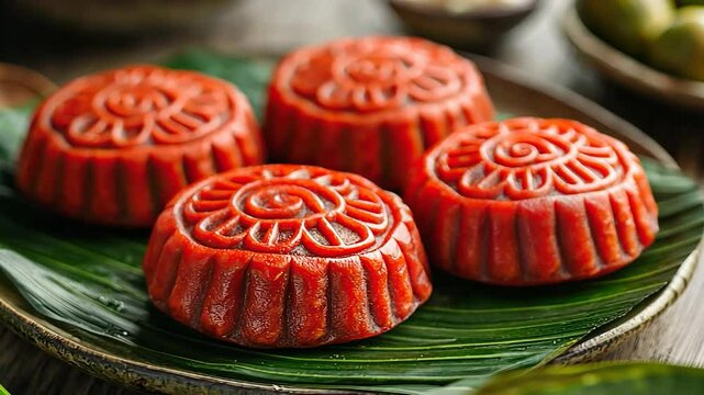 ang ku kueh with turtle shell pattern video singapore cuisine