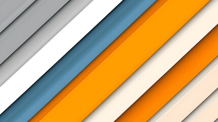 Colorful Geometric Layered Background with Diagonal Stripes in Orange, Blue, White, Gray, and Beige Tones