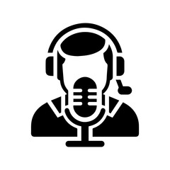 black simple broadcast host avatar icon
