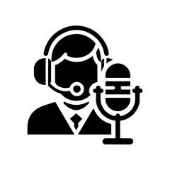 black simple broadcast host avatar icon