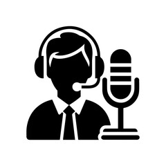 black simple broadcast host avatar icon