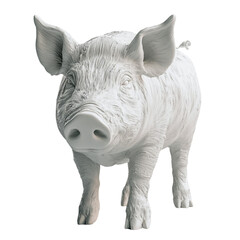 A serene white pig statue stands majestically a symbol of peace and tranquility