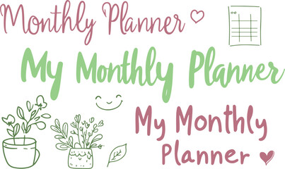 set of my monthly planner drawings