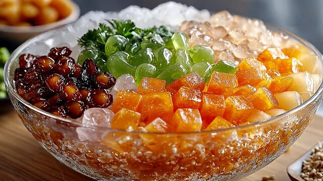 cheng tng dessert with colorful toppings video singapore cuisine
