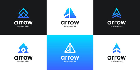 Set of abstract arrow up logo concept design. vector logo design template elements.