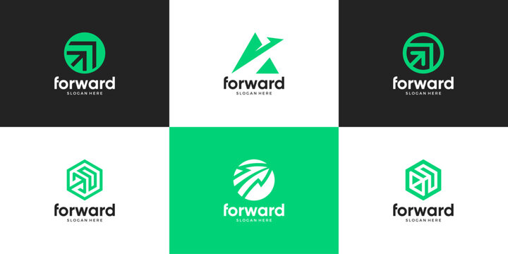 right arrow swoosh logo design. Growth vector symbol for corporate business financial.