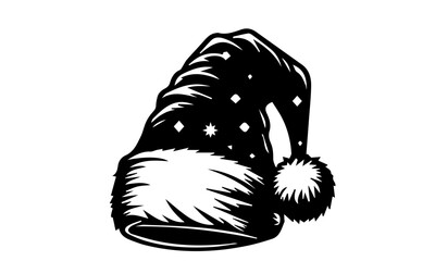 Closeup On Santa Hat Vector Silhouette Images