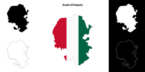 Acala municipality (Chiapas) outline map set