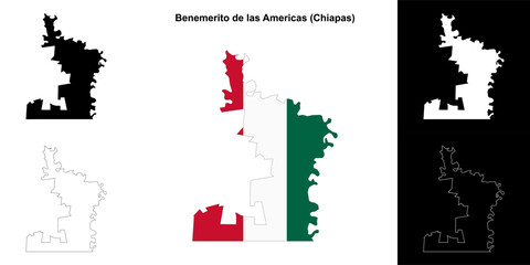 Benemerito de las Americas municipality (Chiapas) outline map set