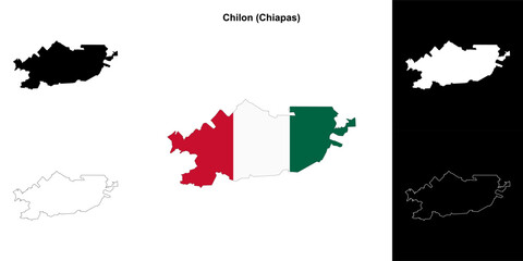 Chilon municipality (Chiapas) outline map set